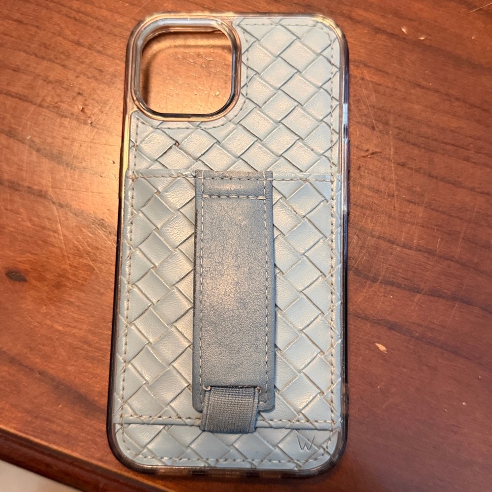 Elegant Blue Woven IPhone 15 Case with Strap